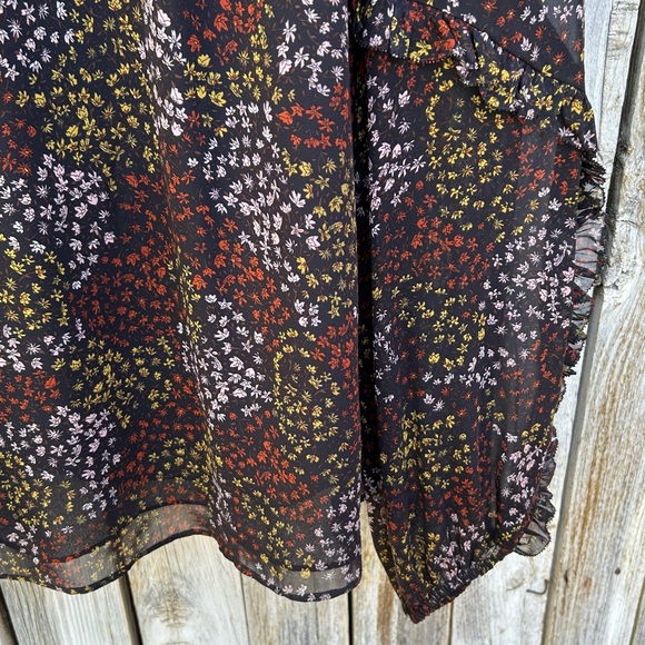 Joie Baltasar Silk Floral Print Blouse Top Midnight Black L - Picture 9 of 16